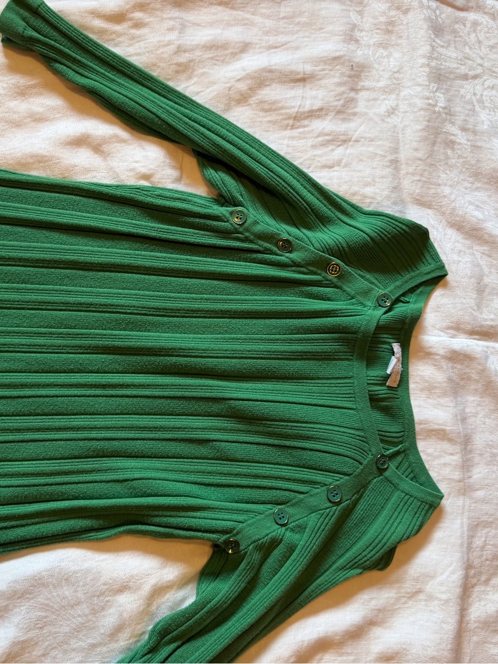 Charter Club Green Ribbed Button-Accent Knit Top